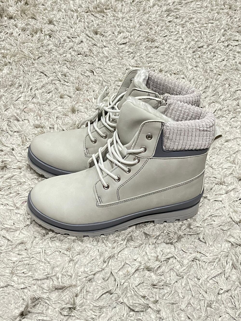 Women's Gray Combat Boots Non Slip Side Zipper Size 11